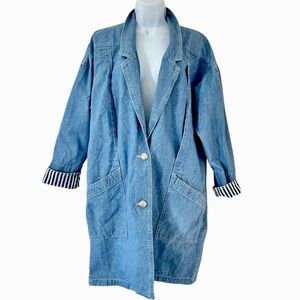ANDY JOHNS VTG 80/90s Oversized Denim Mid-length Duster Size M